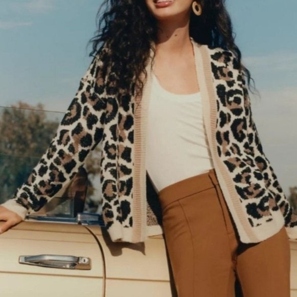 Leopard print cardigan NWT